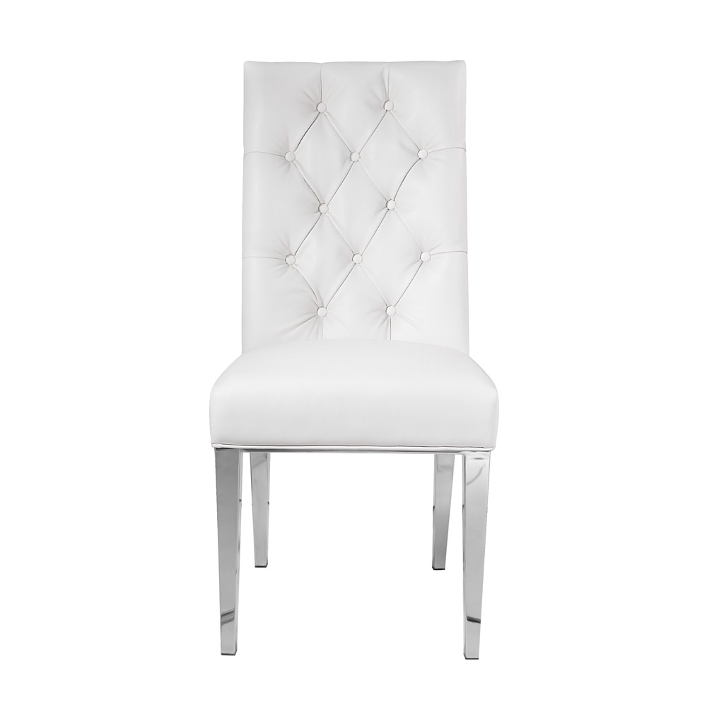 Leslie Dining Chair: White Leatherette